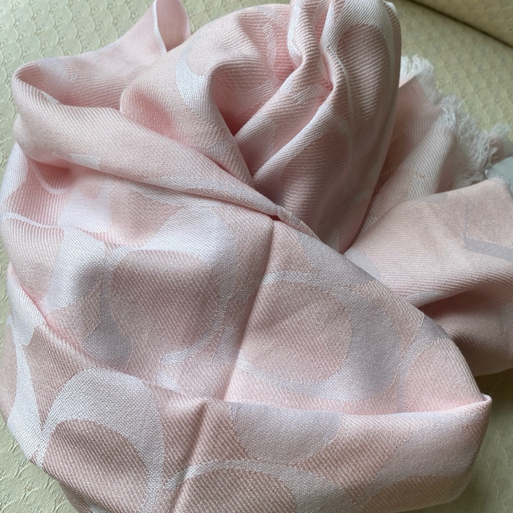 Coach Pale Pink Logo Jacquard Wrap